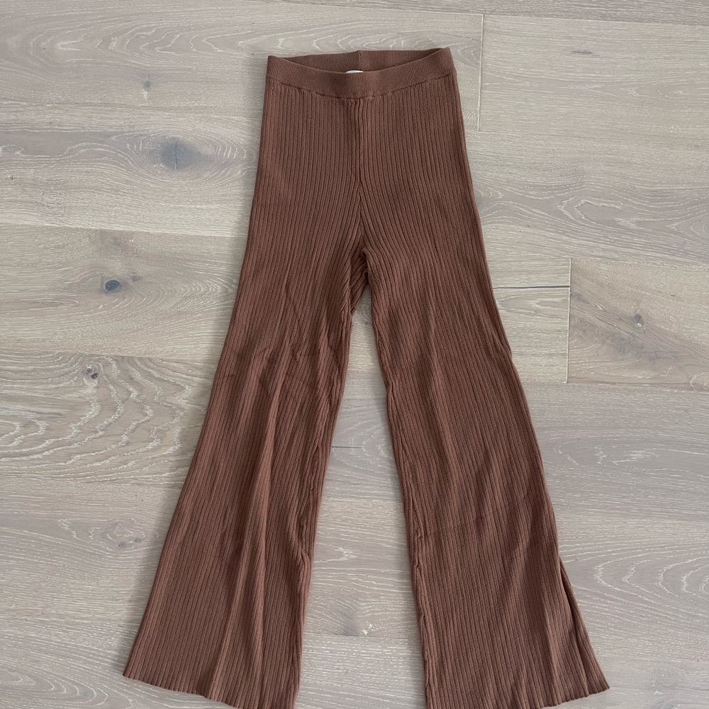 Brown Ribbed Women's Pants